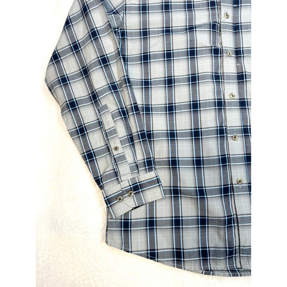Eddie Bauer Shirt‎ Travex M classic blue plaid fishing outdoor gorpcore - Picture 10 of 11